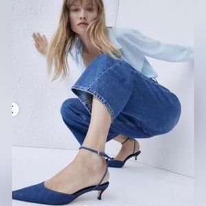 Zara, Denim Shoes with low heels&straps, Size: 7